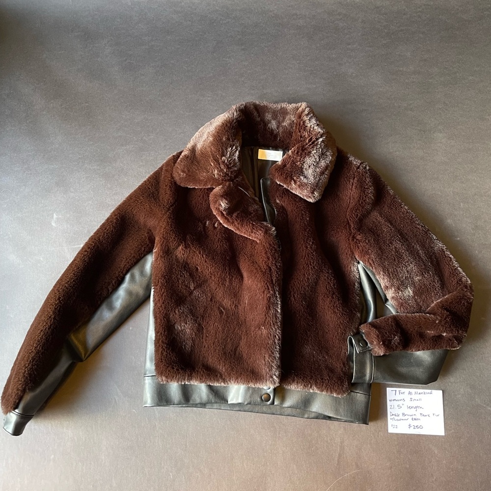 7 for all mankind women’s faux fur/ leather jacket